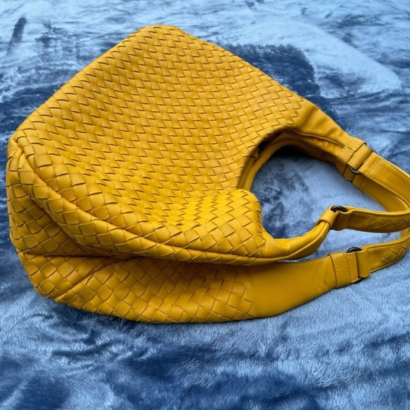 Bottega Veneta Women Shoulder Bag Yellow Intrecciato Leather Hobo Made in Italy - Picture 2 of 12
